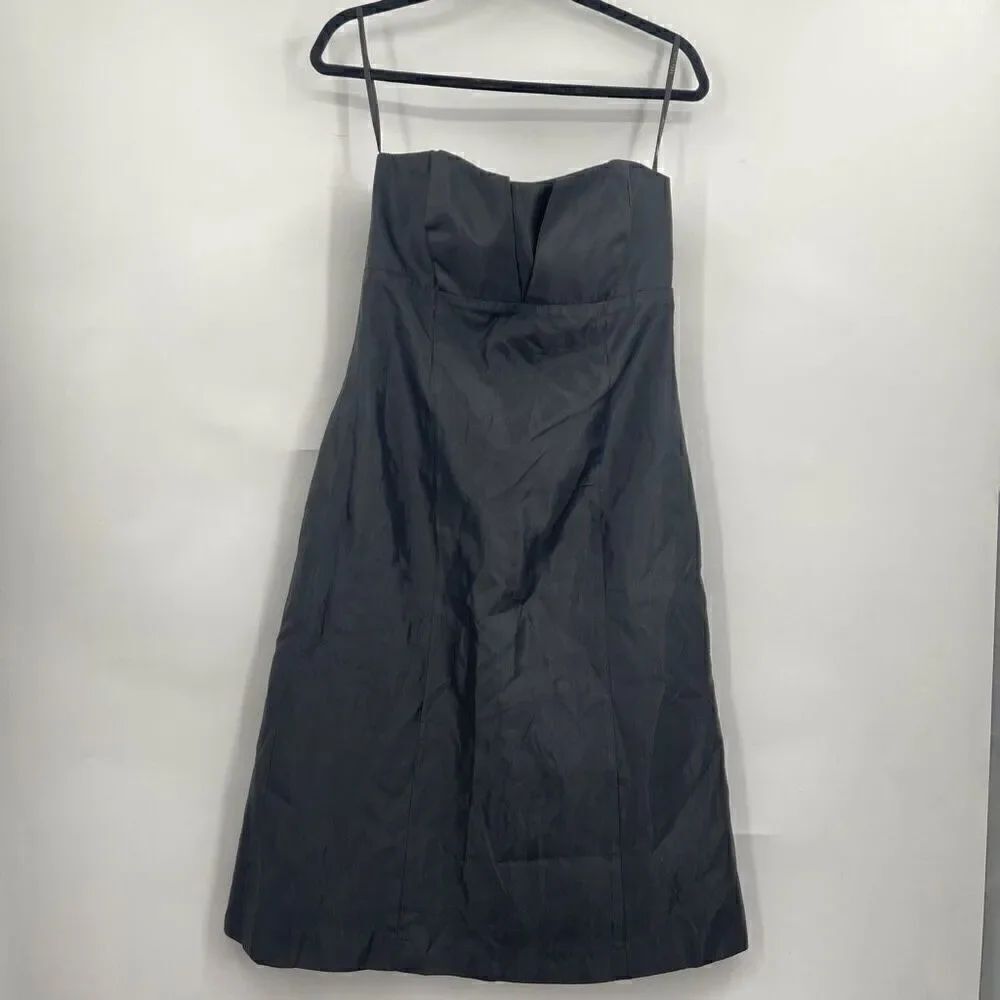 Vera Wang Maids Black Hutch Slim Spaghetti Strap Bow-Back Midi Dress Size 12